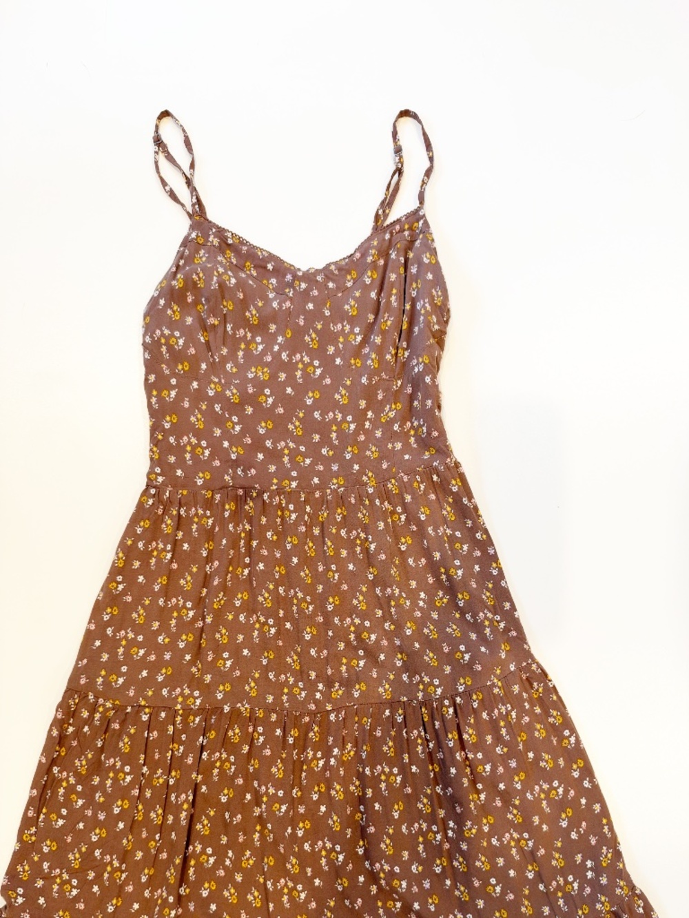 Aéropostale Women’s Brown Floral Tiered Mini Dress - Size Medium